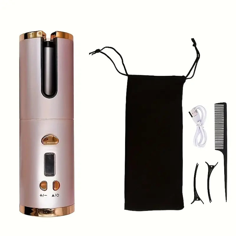 Įkraunamas belaidis plaukų suktukas su USB – lengvas, tikslus garbanojimas su 6 šildymo ir laikmačio nustatymais, greitas įkaitimas ir automatinis išsijungimas su LED ekranu maitinimo ir temperatūros valdymu