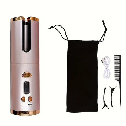 Įkraunamas belaidis plaukų suktukas su USB – lengvas, tikslus garbanojimas su 6 šildymo ir laikmačio nustatymais, greitas įkaitimas ir automatinis išsijungimas su LED ekranu maitinimo ir temperatūros valdymu